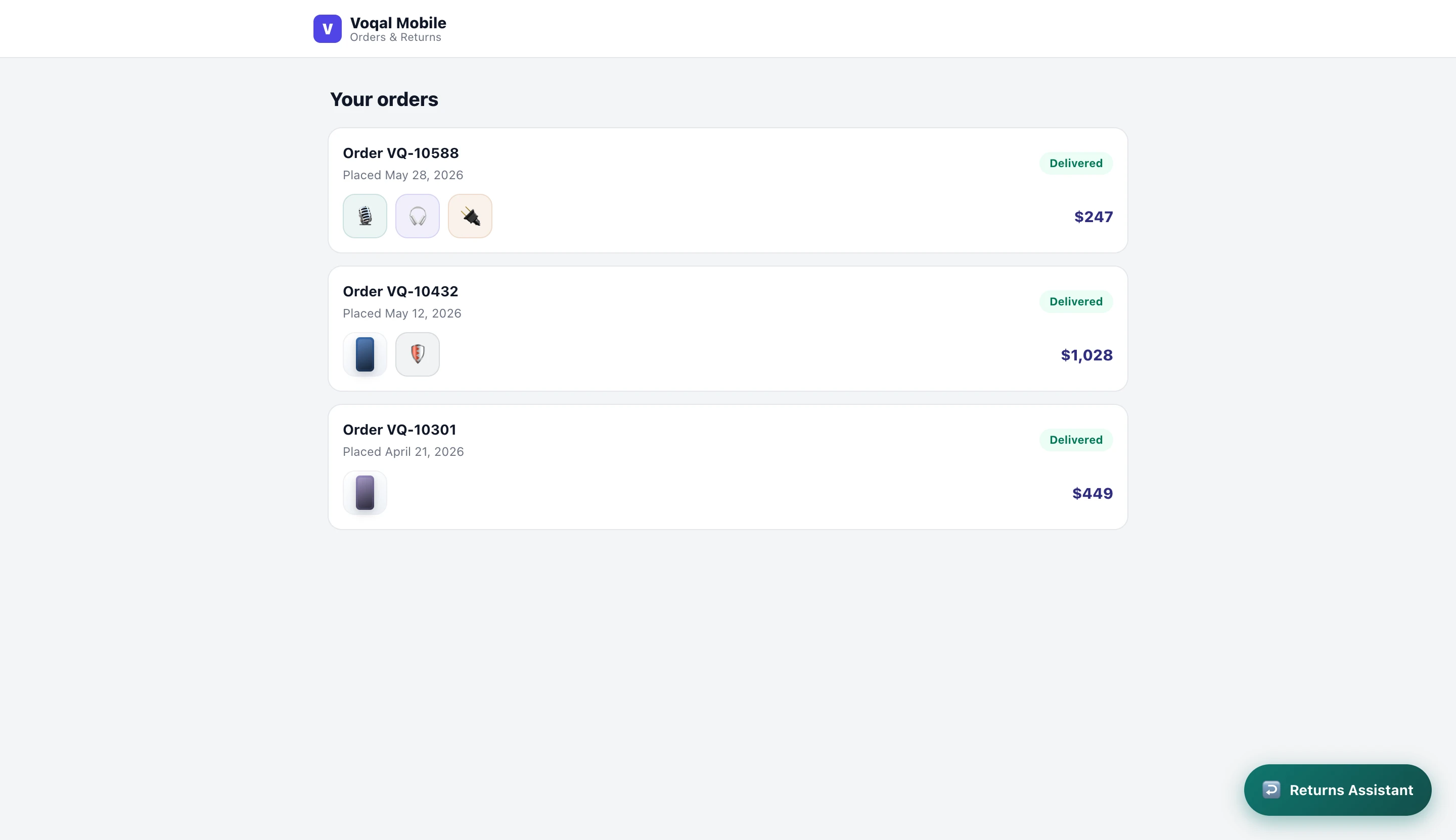 Return an order by voice. demo